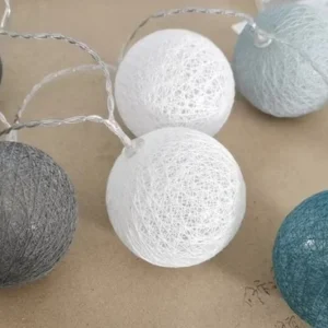 SM221218 ABS Plastic 10 LED Cotton Ball Solar Globe String Lights