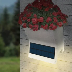 SM221242 Square Plastic PE Solar Flower Pot Planter Wall Sconce