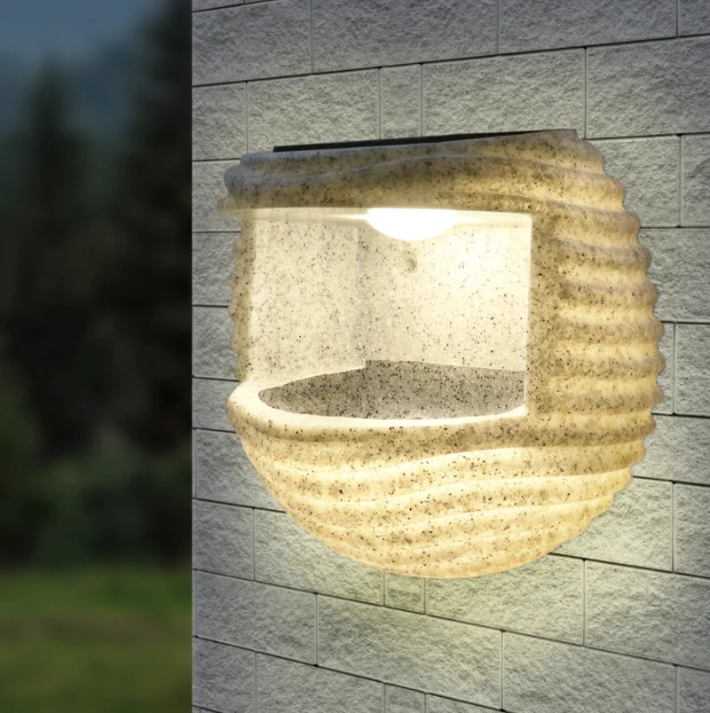 SM221243 Round Plastic PE Solar Flower Pot Planter Wall Sconce_2