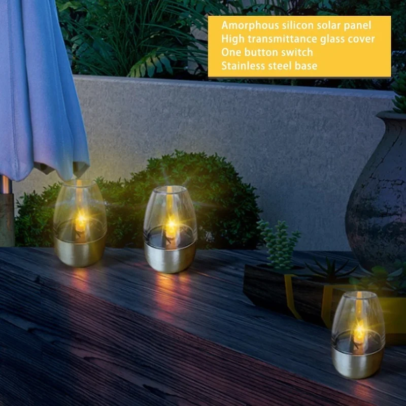 SM221244 Pack of 6 Solar Flickering Candle Freestanding Lights, Plastic ABS+PP