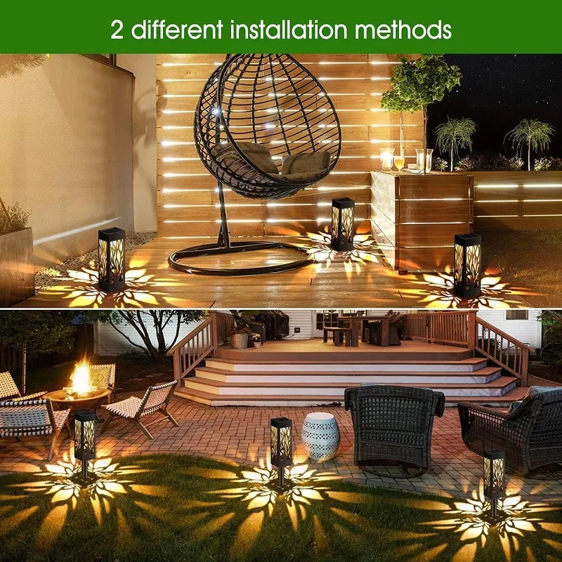 SM221247 Pack of 6 Plastic PP Solar Stake Lights - Hollow Out Tree Leaf Lantern Design_2