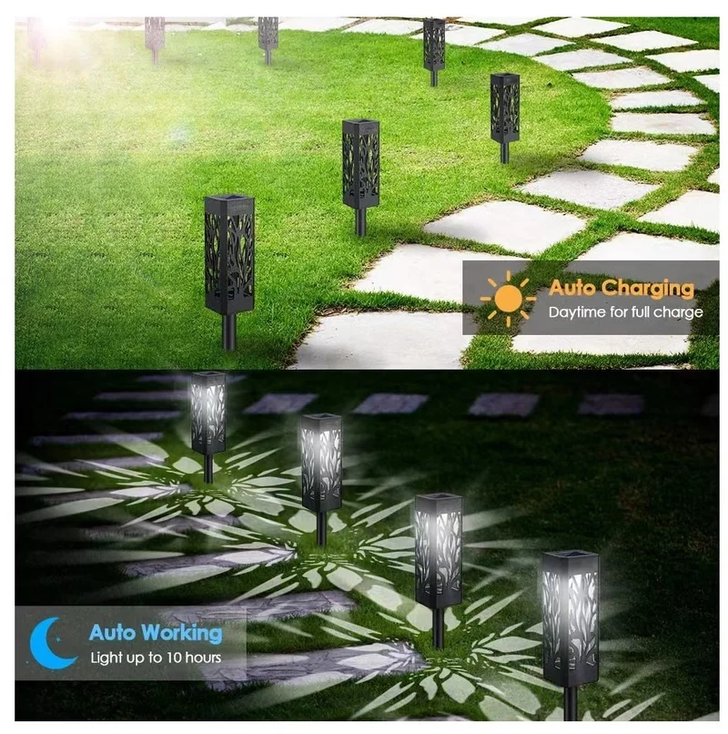SM221247 Pack of 6 Plastic PP Solar Stake Lights - Hollow Out Tree Leaf Lantern Design_4
