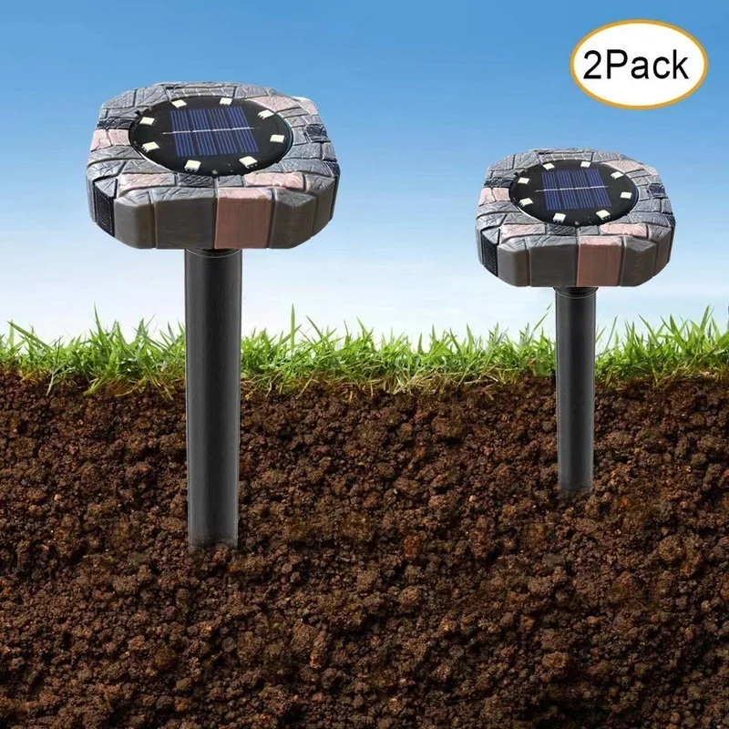 SM221250 ABS Plastic Solar Animal Repeller Stake Light, Pack of 2-in-1