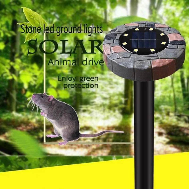 SM221251 Plastic ABS Solar Animal Repeller Stake Light, Silver, Small, Smooth, Modern, Pack of 2-in-1