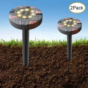 SM221251 Plastic ABS Solar Animal Repeller Stake Light, Silver, Small, Smooth, Modern, Pack of 2-in-1_2