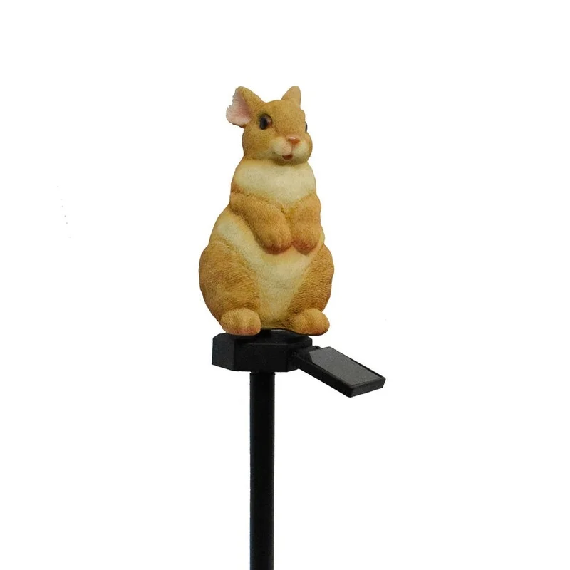 SM221285 Solar Bunny Resin Statue Rabbit Stake Light