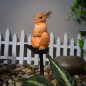 SM221285 Solar Bunny Resin Statue Rabbit Stake Light_2