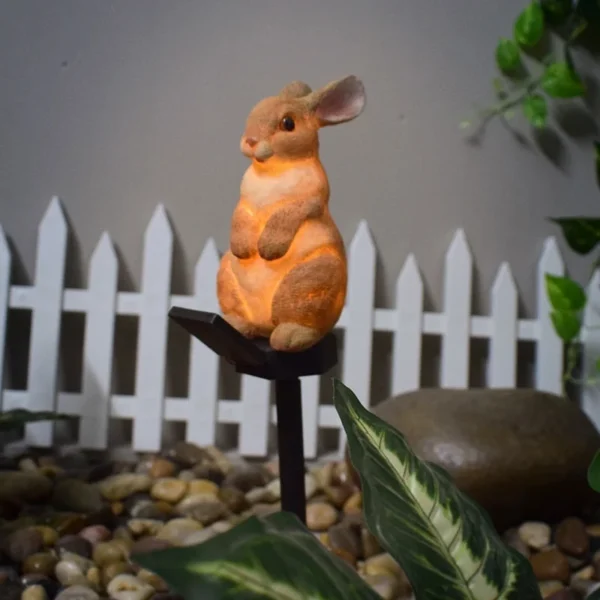 SM221285 Solar Bunny Resin Statue Rabbit Stake Light_2