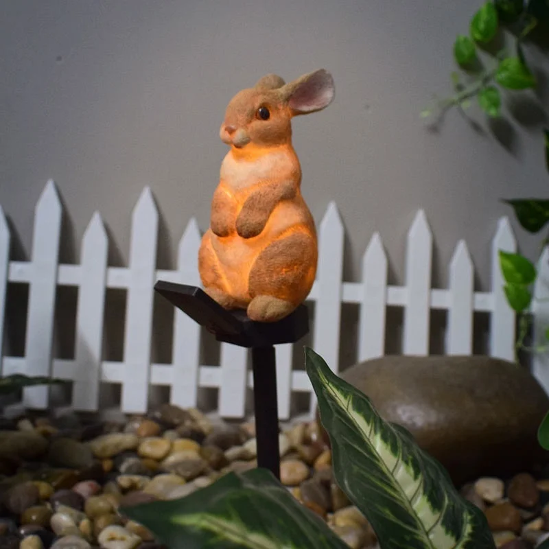 SM221285 Solar Bunny Resin Statue Rabbit Stake Light_2