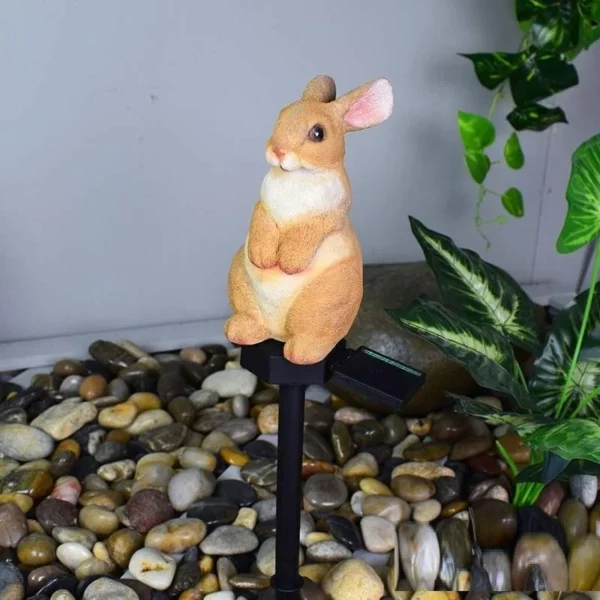 SM221285 Solar Bunny Resin Statue Rabbit Stake Light_3