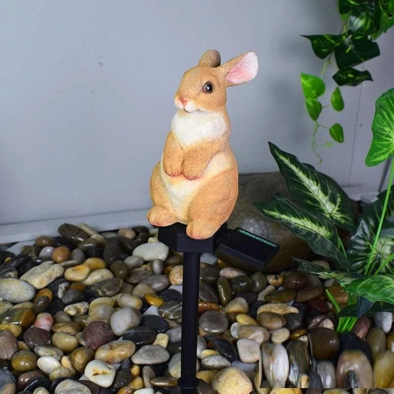 SM221285 Solar Bunny Resin Statue Rabbit Stake Light_3