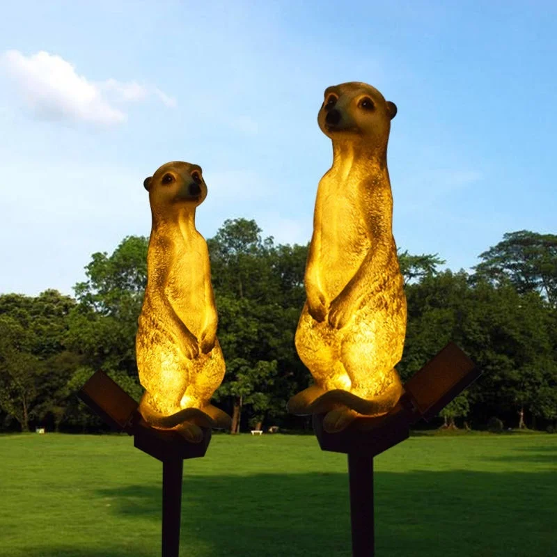 SM221287 Solar Meerkat Resin Statue Animal Stake Light_2
