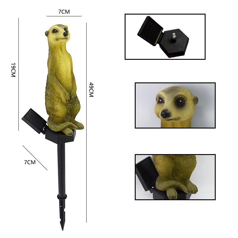 SM221287 Solar Meerkat Resin Statue Animal Stake Light_3