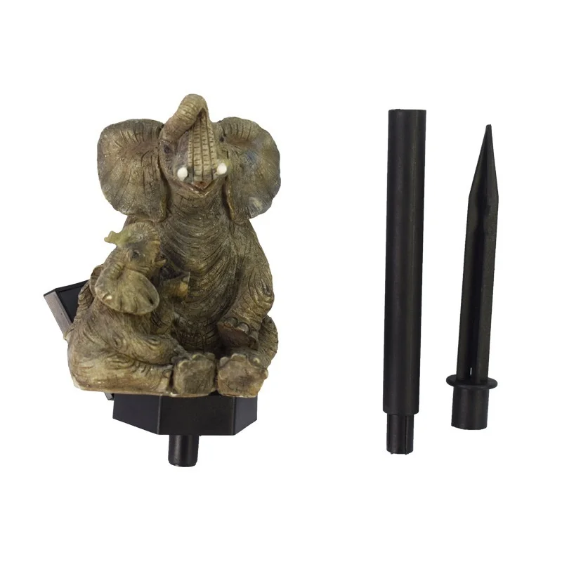 SM221288 Solar Elephant Resin Statue Animal Stake Light_2