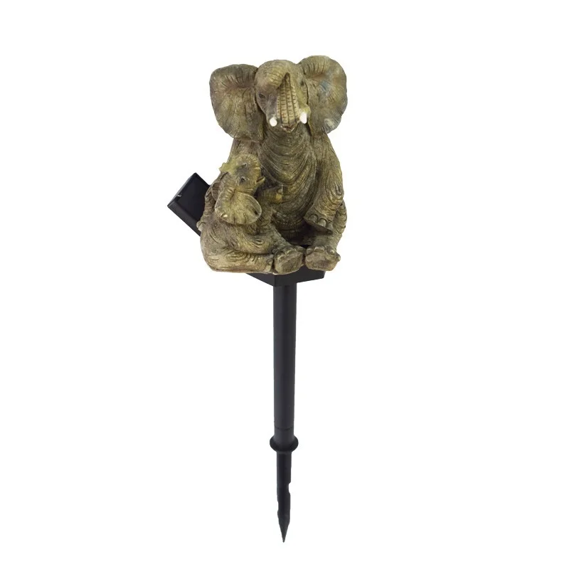 SM221288 Solar Elephant Resin Statue Animal Stake Light_4