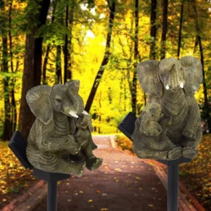 SM221288 Solar Elephant Resin Statue Animal Stake Light_6