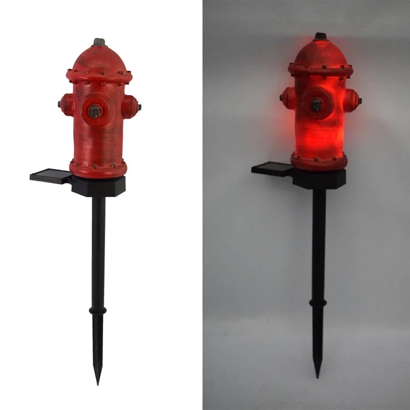 SM221290 Solar Stake Light Resin Statue - Fire Hydrant Design