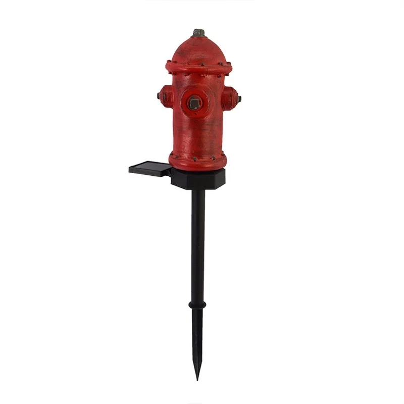 SM221290 Solar Stake Light Resin Statue - Fire Hydrant Design_2
