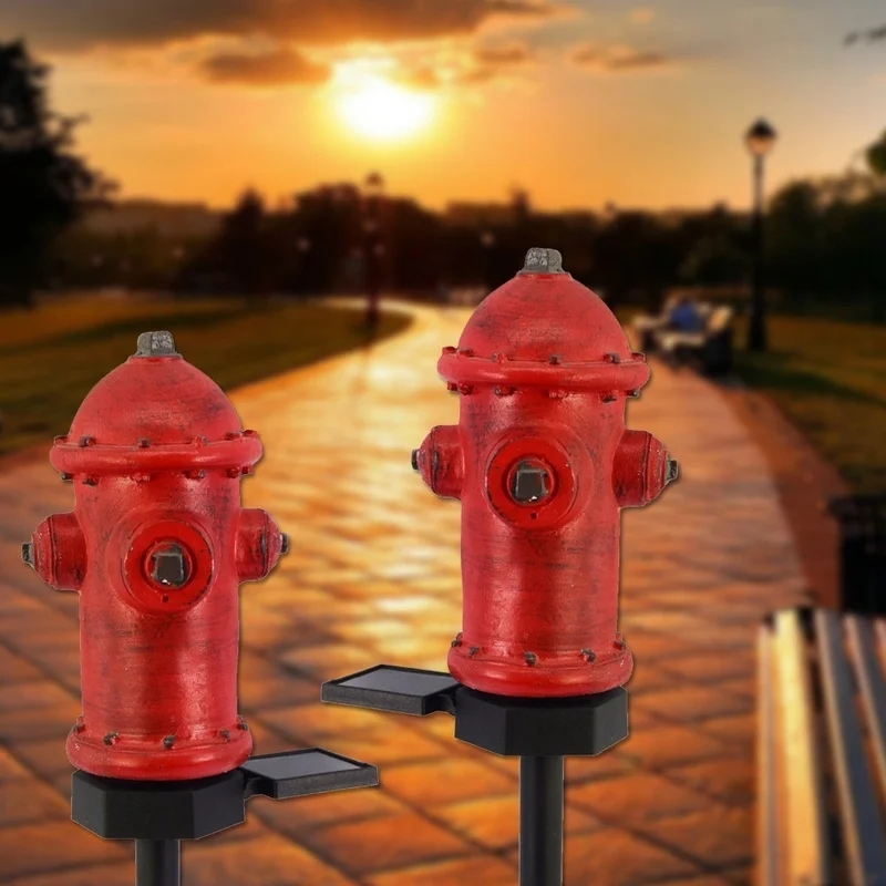 SM221290 Solar Stake Light Resin Statue - Fire Hydrant Design_3