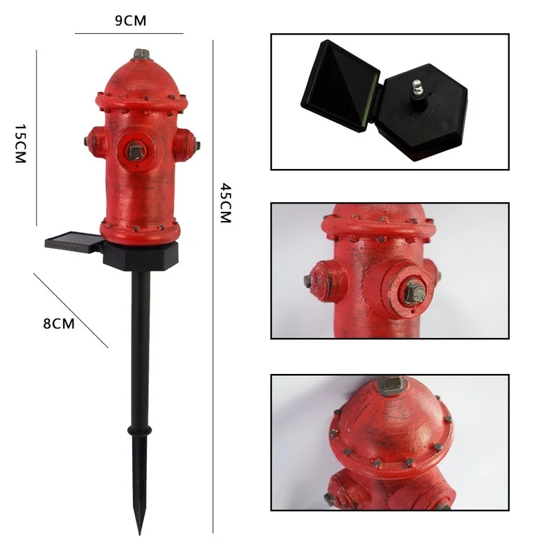 SM221290 Solar Stake Light Resin Statue - Fire Hydrant Design_4