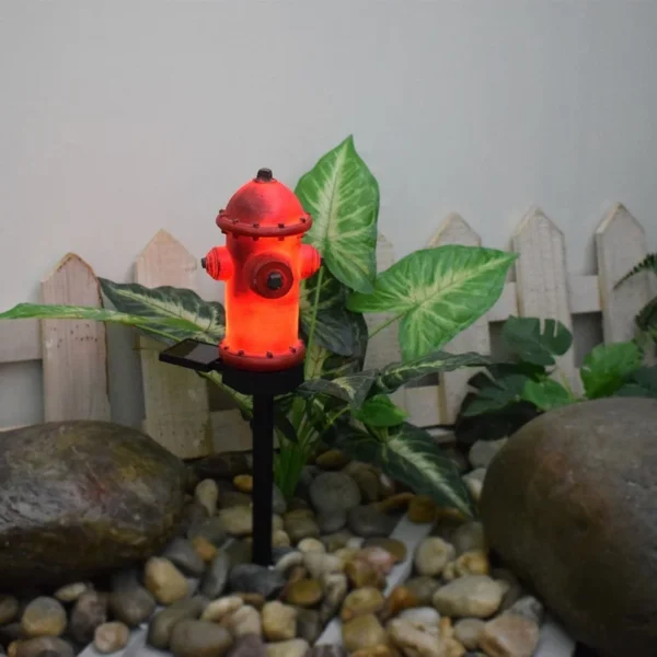 SM221290 Solar Stake Light Resin Statue - Fire Hydrant Design_5