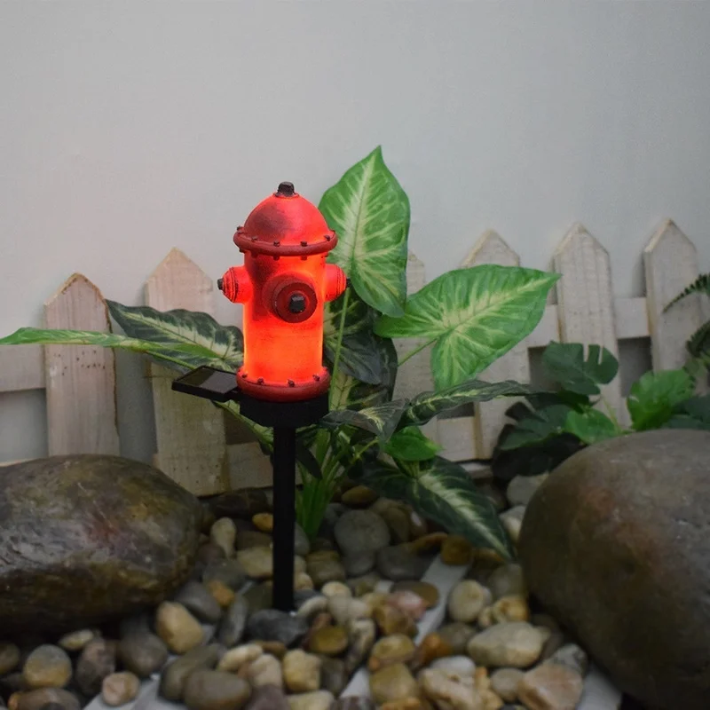 SM221290 Solar Stake Light Resin Statue - Fire Hydrant Design_5