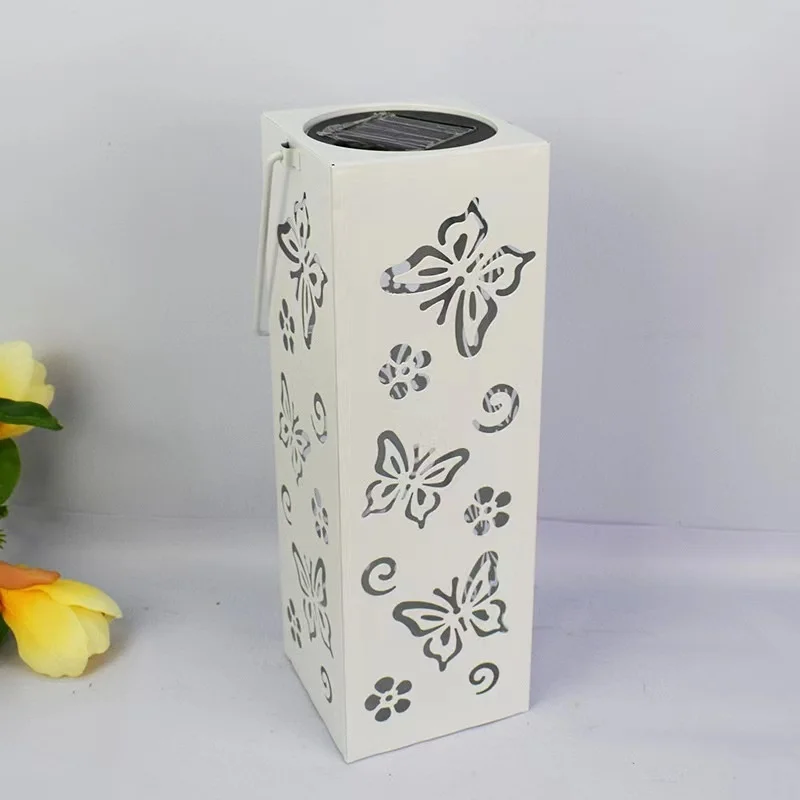 SM221304 PP Plastic Hollow Design Solar Hanging Lantern Light_5