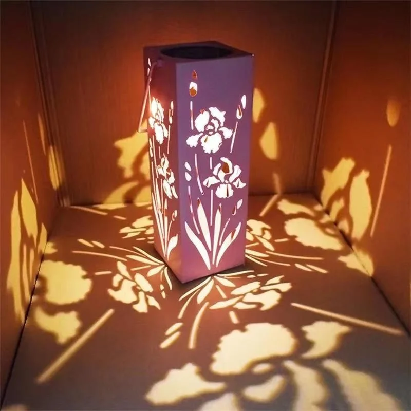 SM221304 PP Plastic Hollow Design Solar Hanging Lantern Light_6
