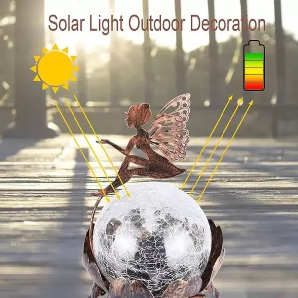 SM221325 Solar Fairy Tabletop Light with Metal Iron and Crackle Glass