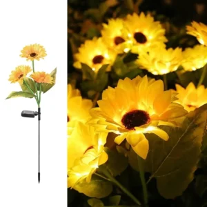 SM221329 ABS Plastic Simulation Sunflower Solar Stake Light_5