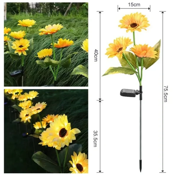 SM221329 ABS Plastic Simulation Sunflower Solar Stake Light_6