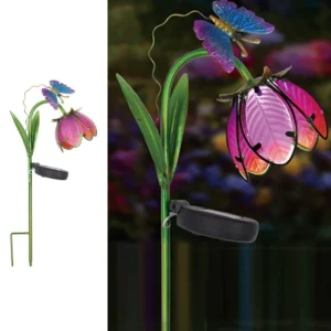 SM221337 Decorative Metal Iron Solar Flower Stake Light