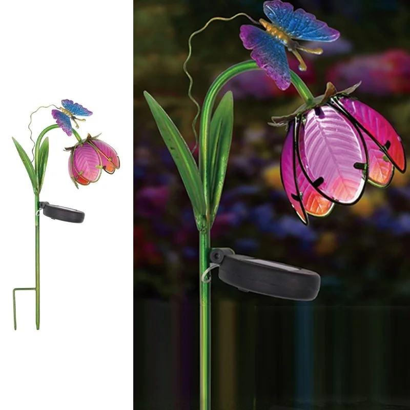 SM221337 Decorative Metal Iron Solar Flower Stake Light