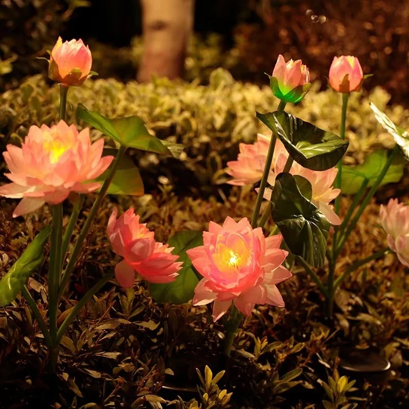 SM221343 Pack of 2 Plastic ABS Solar Lotus Flower Stake Lights