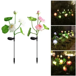 SM221343 Pack of 2 Plastic ABS Solar Lotus Flower Stake Lights_2