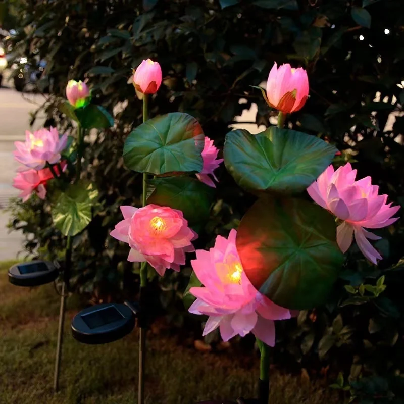 SM221343 Pack of 2 Plastic ABS Solar Lotus Flower Stake Lights_3