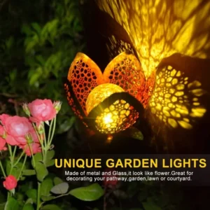 SM221356 Pack of 2 Metal Iron and Glass Decorative Flower Solar Stake Lights_4