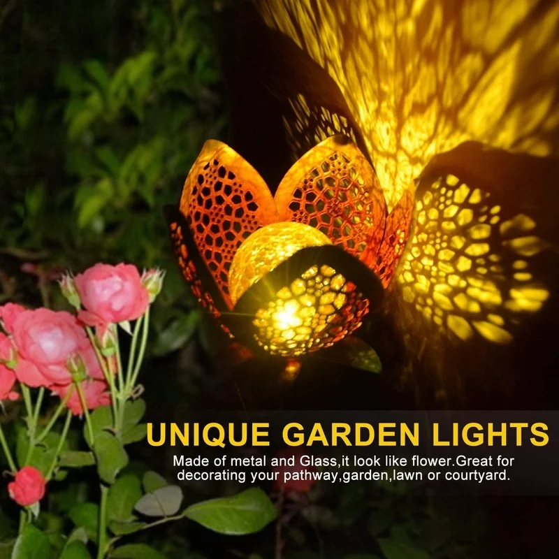 SM221356 Pack of 2 Metal Iron and Glass Decorative Flower Solar Stake Lights_4