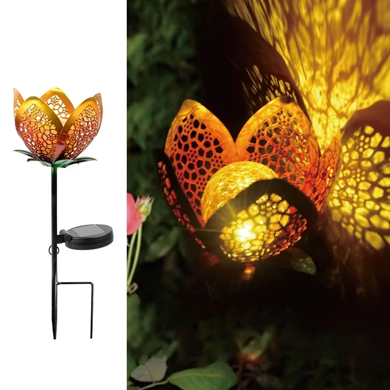 SM221356 Pack of 2 Metal Iron and Glass Decorative Flower Solar Stake Lights_7