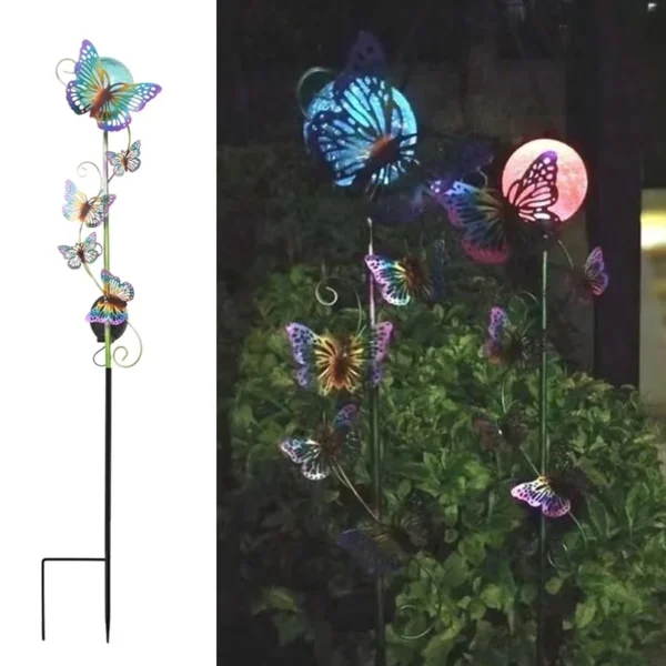 SM221359 PP Plastic Butterfly Shape Solar Animal Stake Light_2