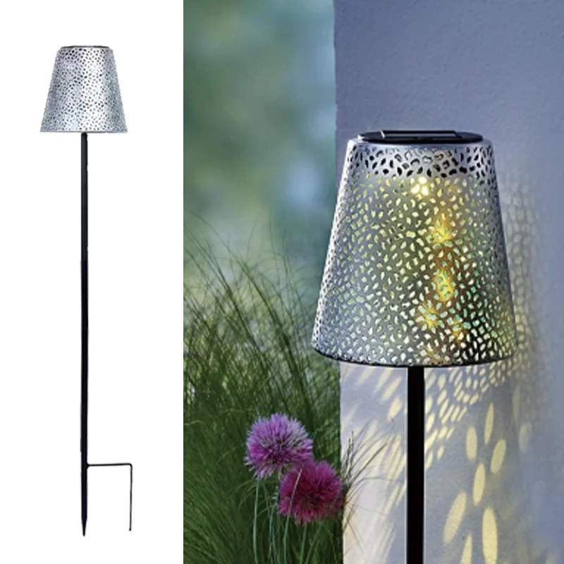 SM221363 Pack of 2 Decorative Hollow-Out Metal Iron Solar Stake Lantern Lights_2