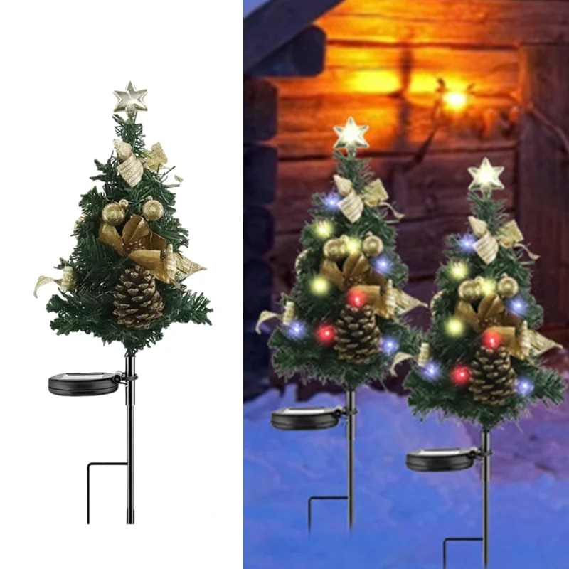 SM221378 ABS Plastic Solar Christmas Tree Stake Light_2