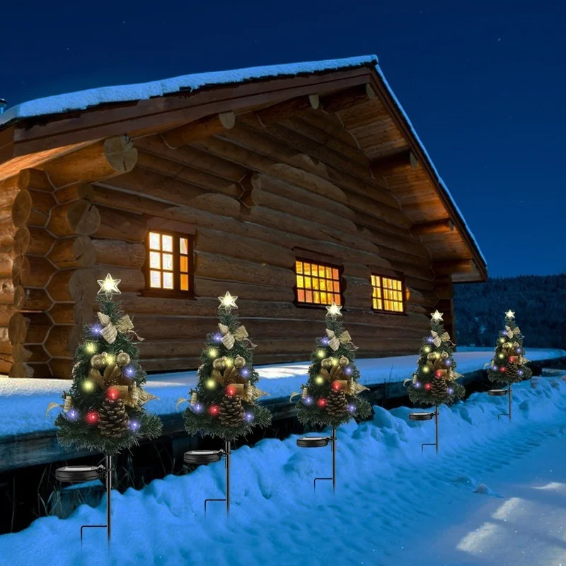 SM221378 ABS Plastic Solar Christmas Tree Stake Light_5