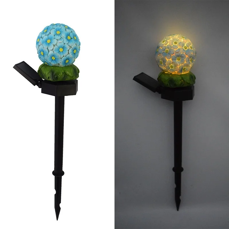 SM221382 Solar Flower Ball Stake Light Resin Statue Globe