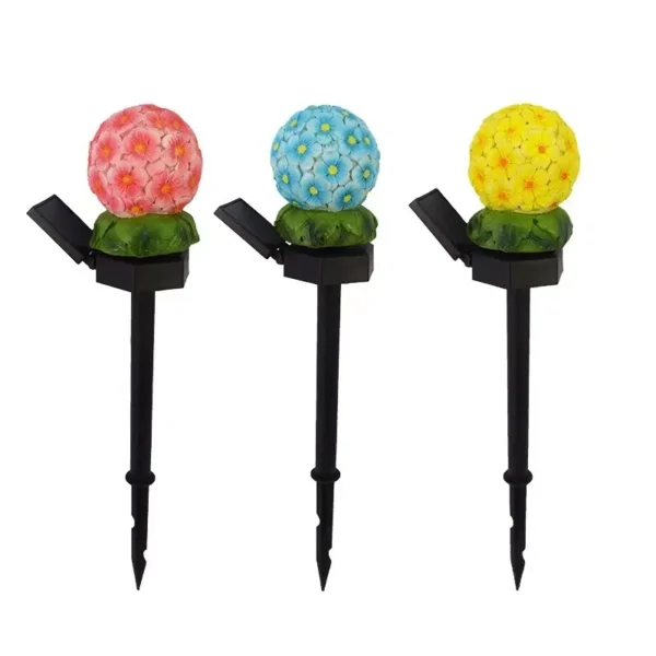 SM221382 Solar Flower Ball Stake Light Resin Statue Globe_3