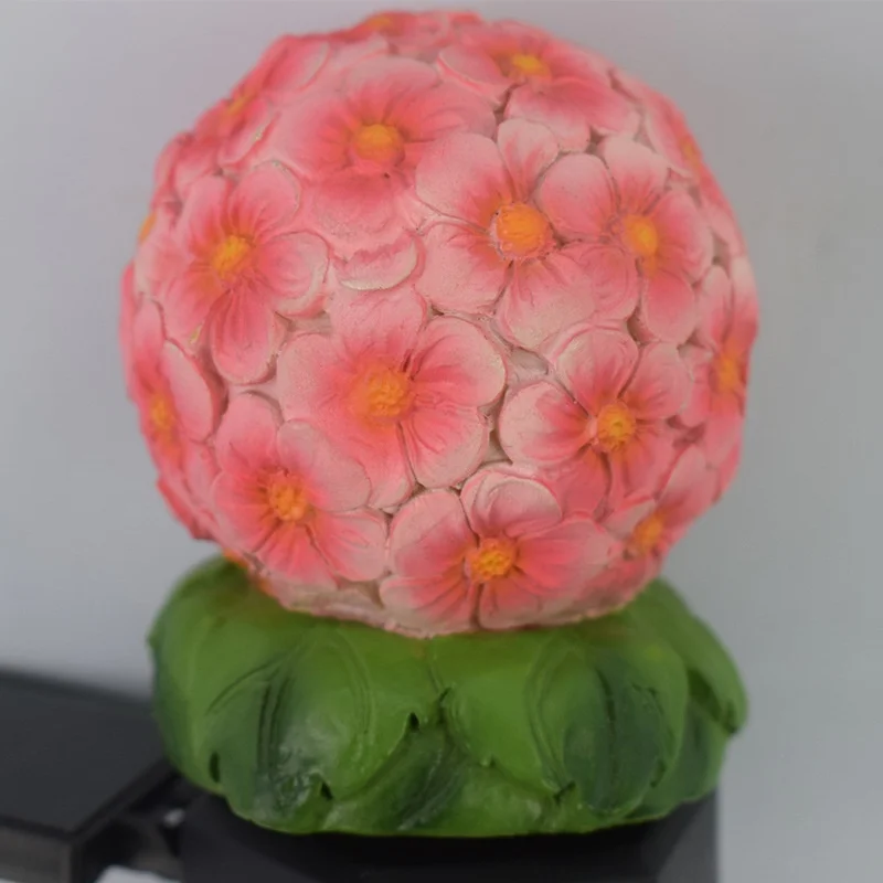 SM221382 Solar Flower Ball Stake Light Resin Statue Globe_4