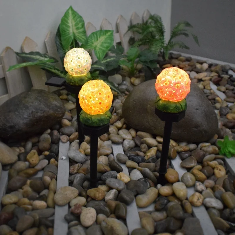 SM221382 Solar Flower Ball Stake Light Resin Statue Globe_5