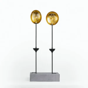 SM221407 Metal Iron Decorative Solar Stake Light with Disk, Globe, Bulb, Candle, and Leaf Design_4