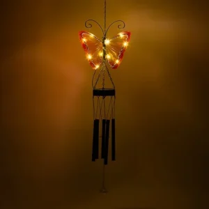 SM221414 Butterfly Metal Iron Solar Wind Chimes Hanging Light Animal_2