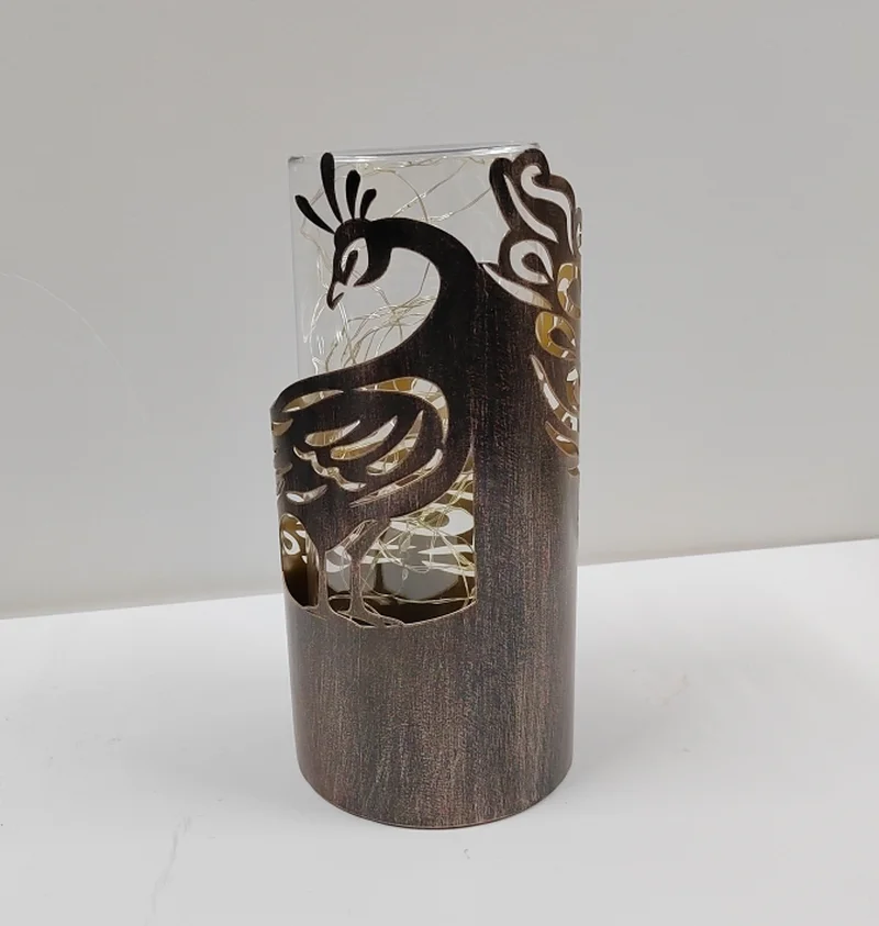 SM221426 Acrylic Peacock Solar Lantern Hanging Light with Metal Iron Animal Bird Design_2
